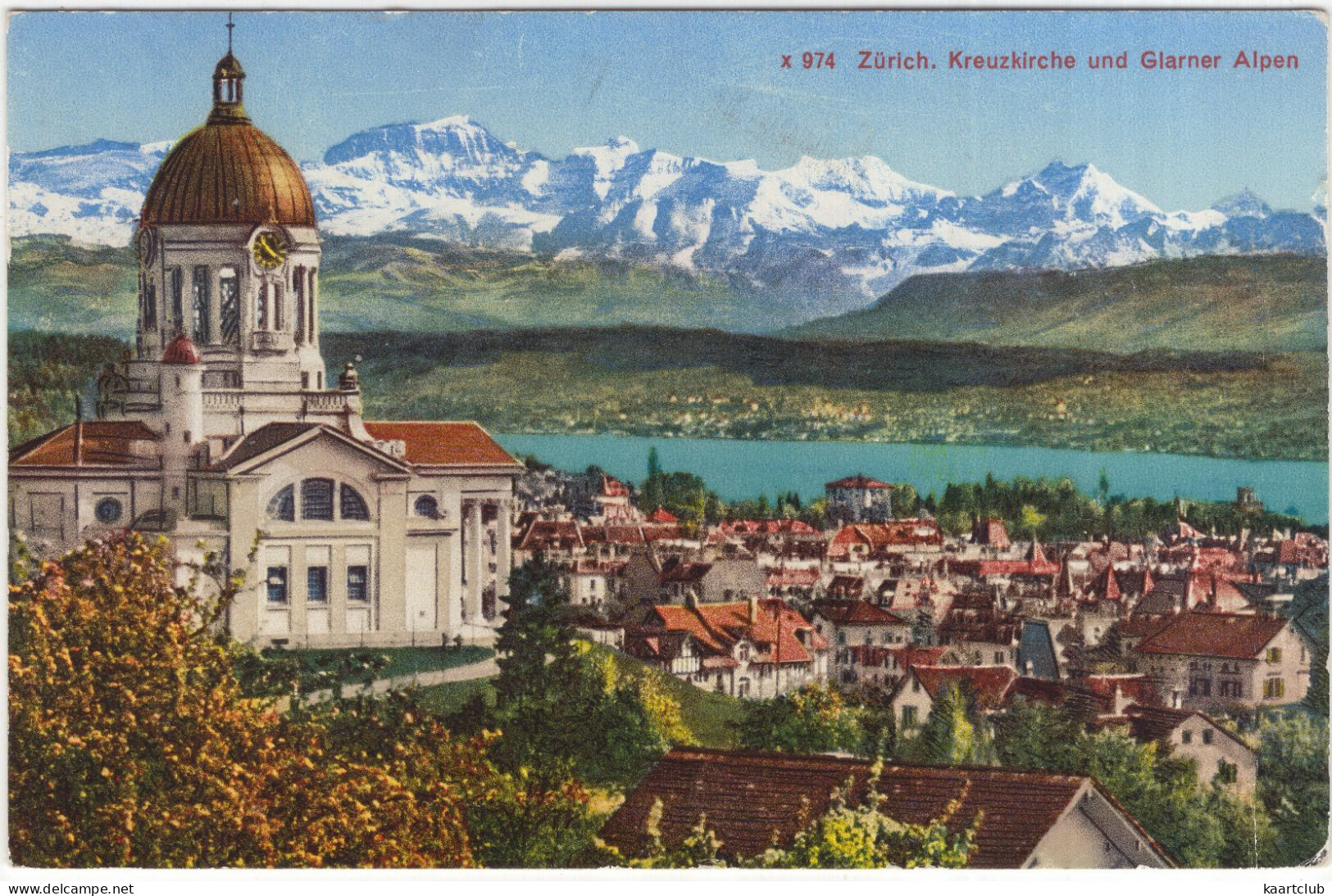 X 974  Zürich. Kreuzkirche Und Glarner Alpen - (Schweiz/Suisse/Switzerland) - 1949 - Zürich