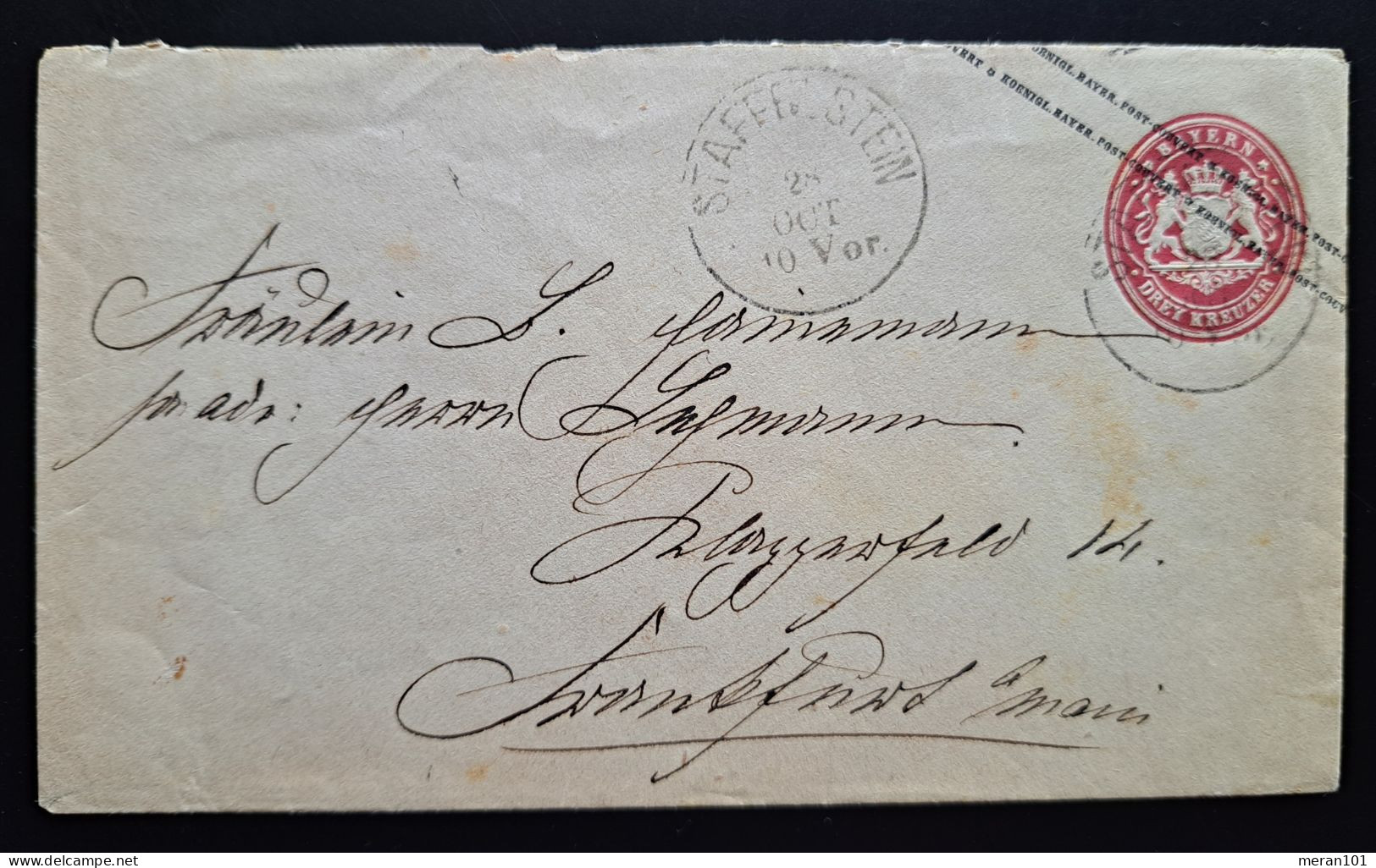 Bayern 1873, Ganzsache Umschlag STAFFELSTEIN Nach Frankfurt - Entiers Postaux