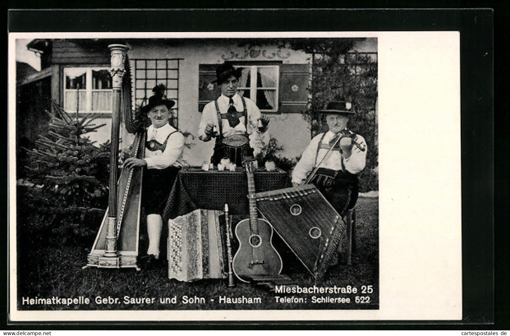 AK Hausham, Heimatkapelle Gebr. Sauer Und Sohn Mit Instrumenten, Miesbacherstrasse 25  - Miesbach