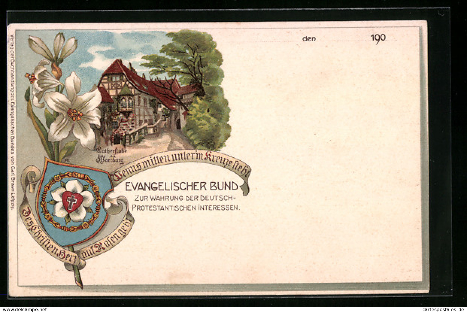 Lithographie Eisenach, Lutherstube A. D. Wartburg, Blume  - Autres & Non Classés