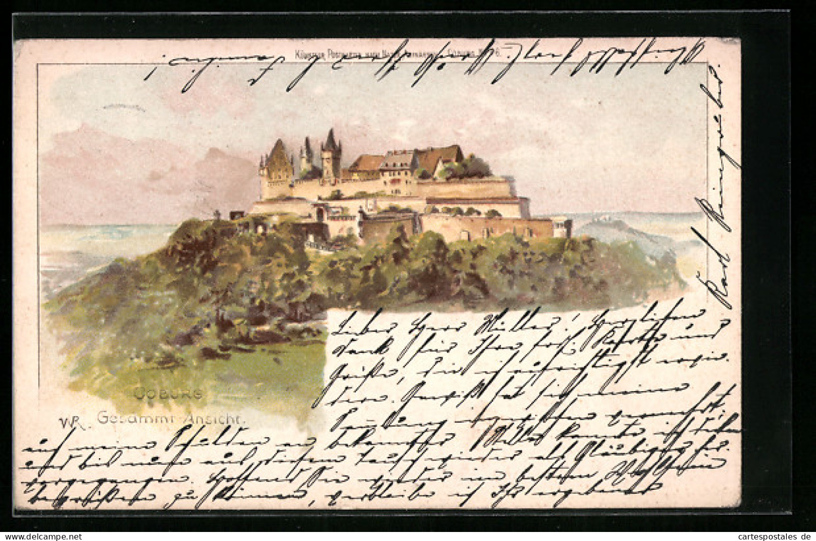 Lithographie Coburg, Blick Auf Das Schloss  - Sonstige & Ohne Zuordnung