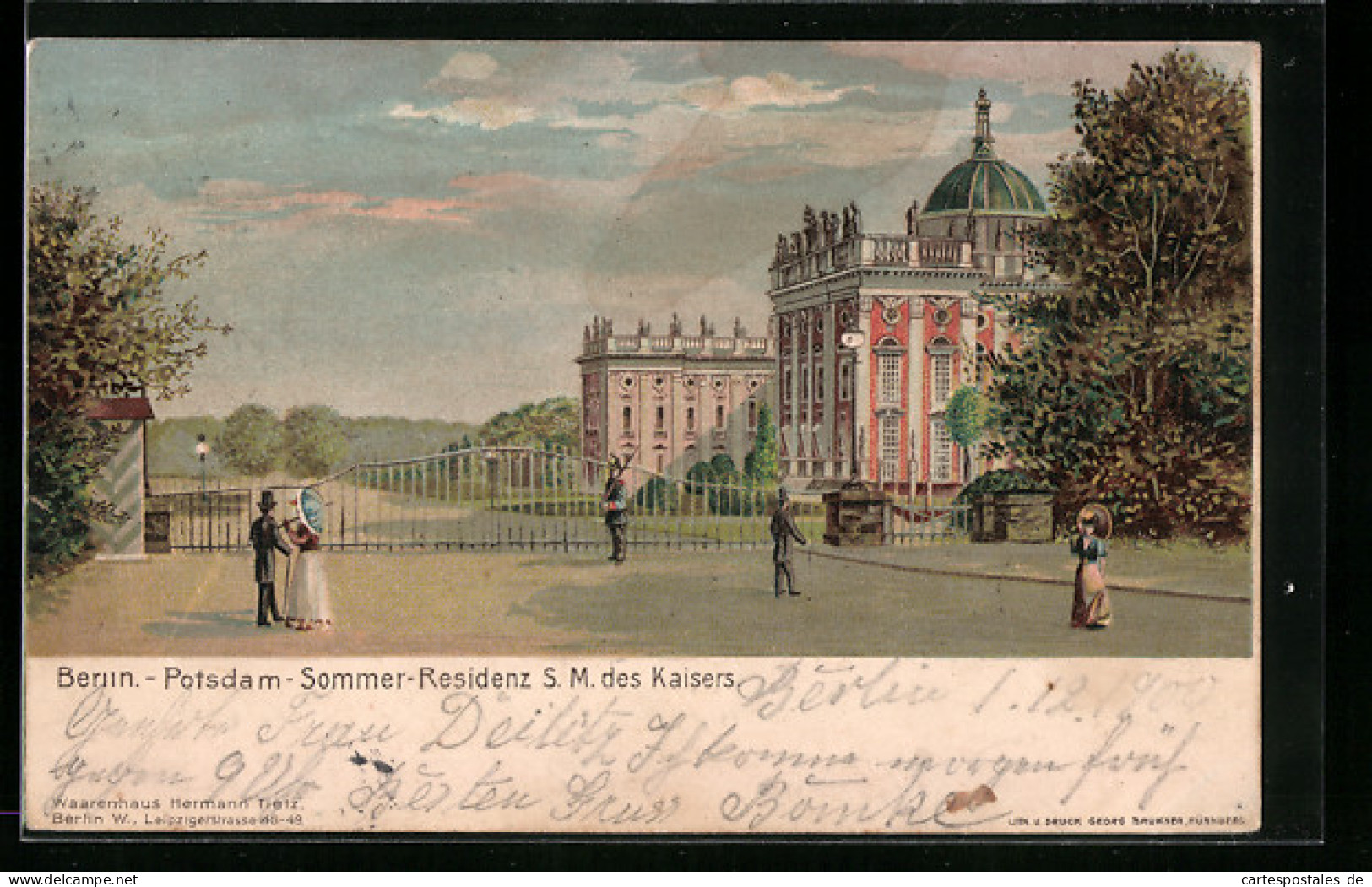 Lithographie Potsdam, Sommer-Residenz S. M. Des Kaisers  - Sonstige & Ohne Zuordnung