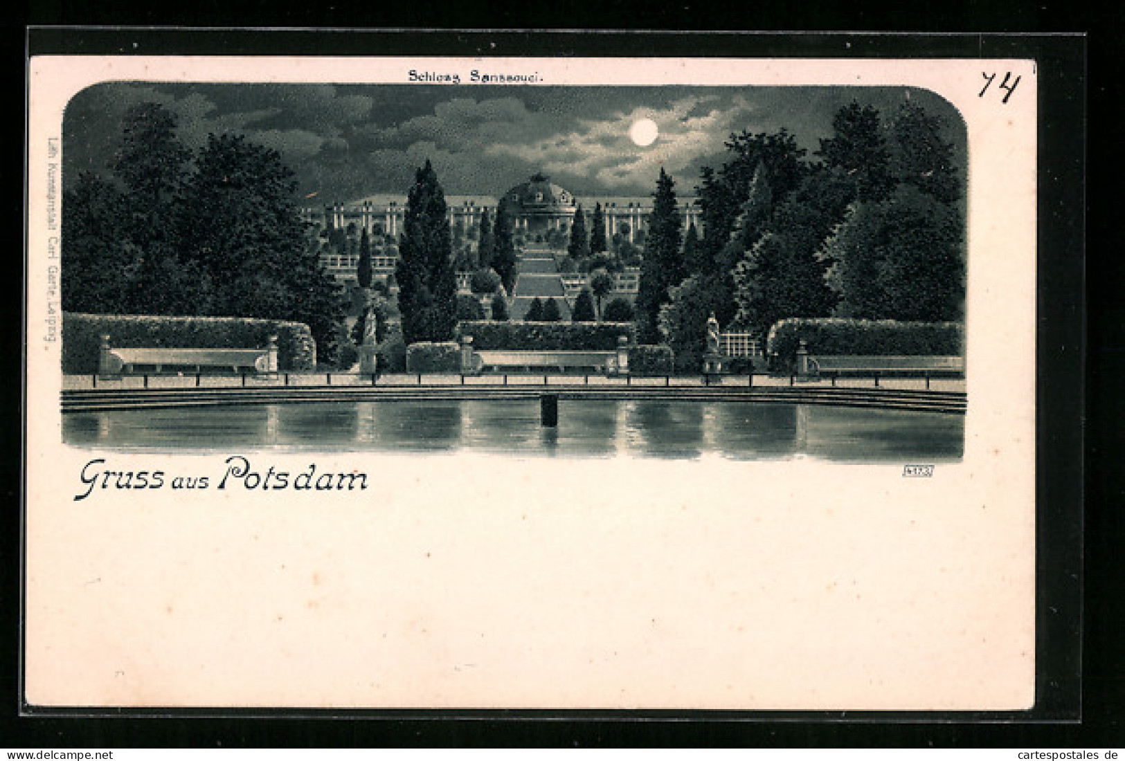Mondschein-Lithographie Potsdam, Schloss Sanssouci  - Autres & Non Classés