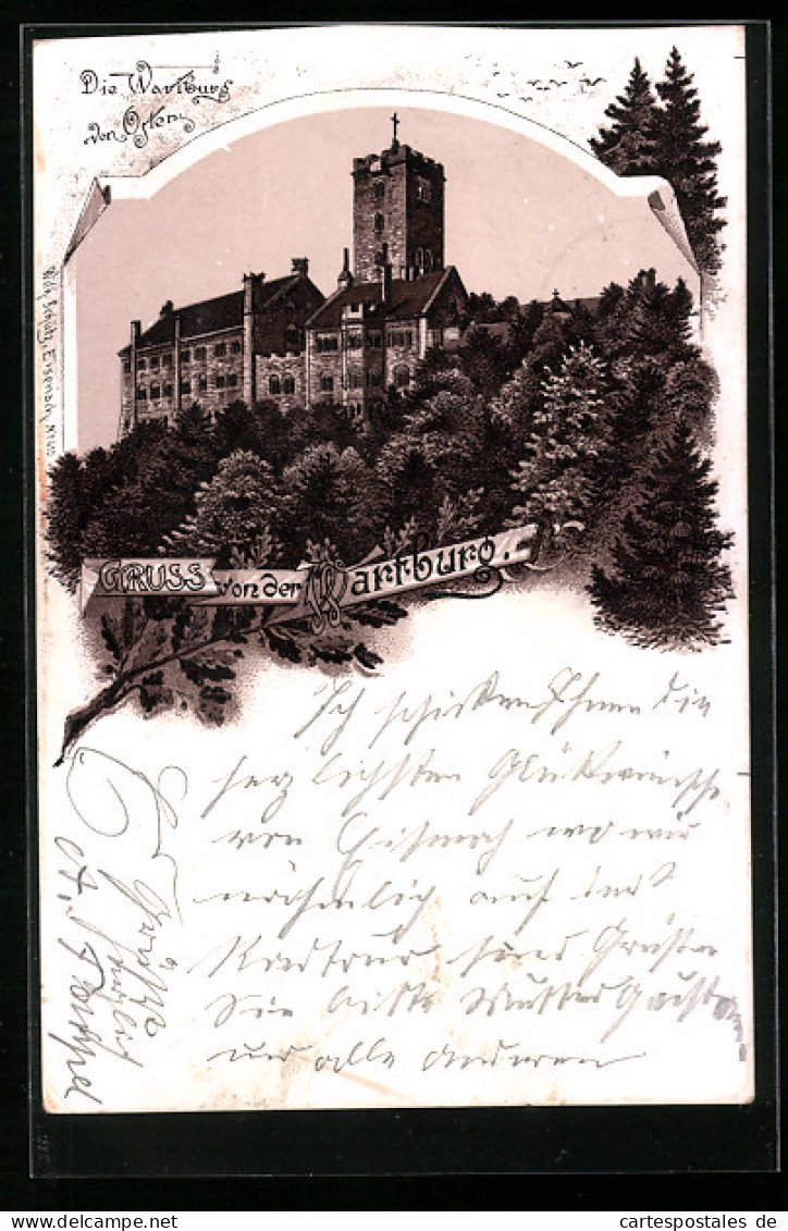 Lithographie Eisenach, Blick Auf Wartburg Von Osten  - Other & Unclassified