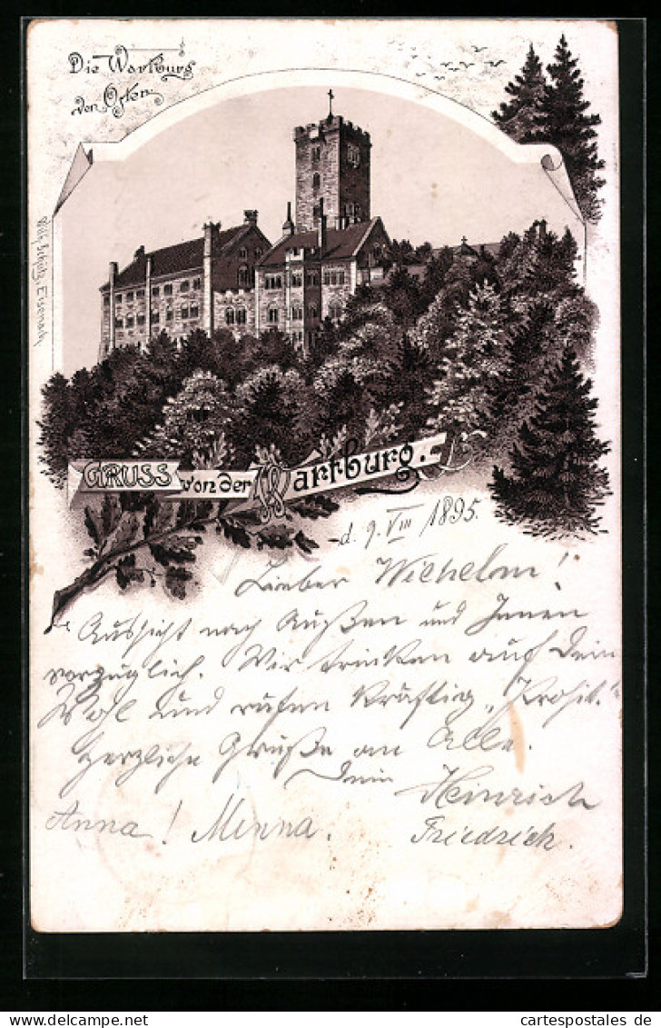 Lithographie Eisenach, Wartburg Von Osten  - Autres & Non Classés