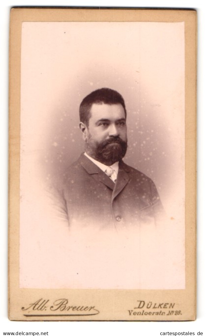Fotografie Alb. Breuer, Dülken, Portrait Herr Heinrich Schulte Im Anzug Mit Vollbart  - Anonyme Personen