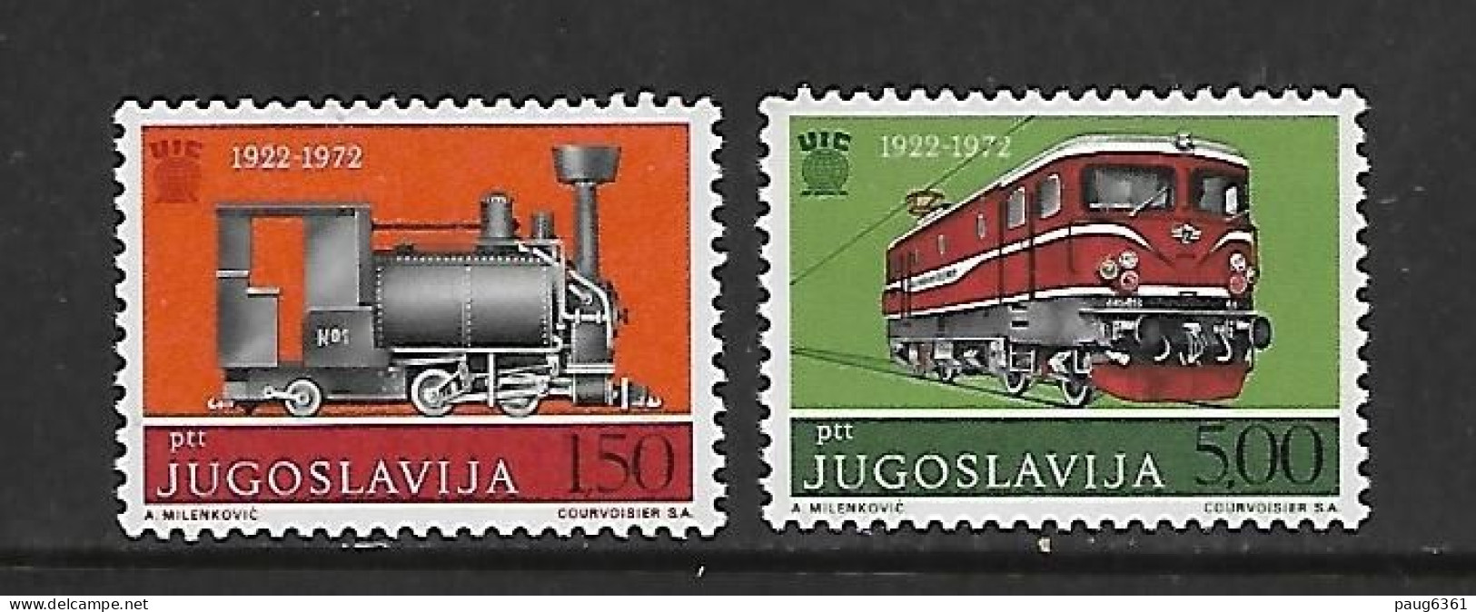 YOUGOSLAVIE 1972 TRAINS YVERT N°1363/1364  NEUF MNH** - Treinen