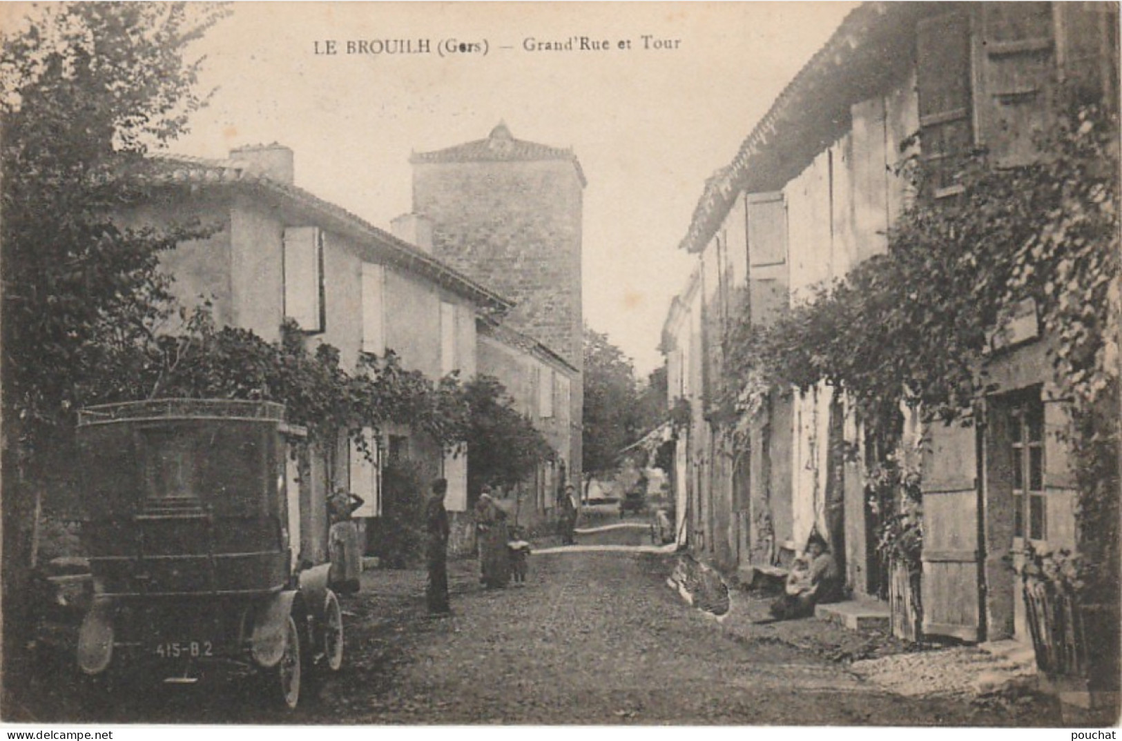 C13-32) BROUILH - GERS - GRAND RUE ET TOUR - -ANIMEE - VOITURE + TAMPON HOPITAL COMPLEMENTAIRE N°36 MAZERES - ( 3 SCANS) - Other & Unclassified