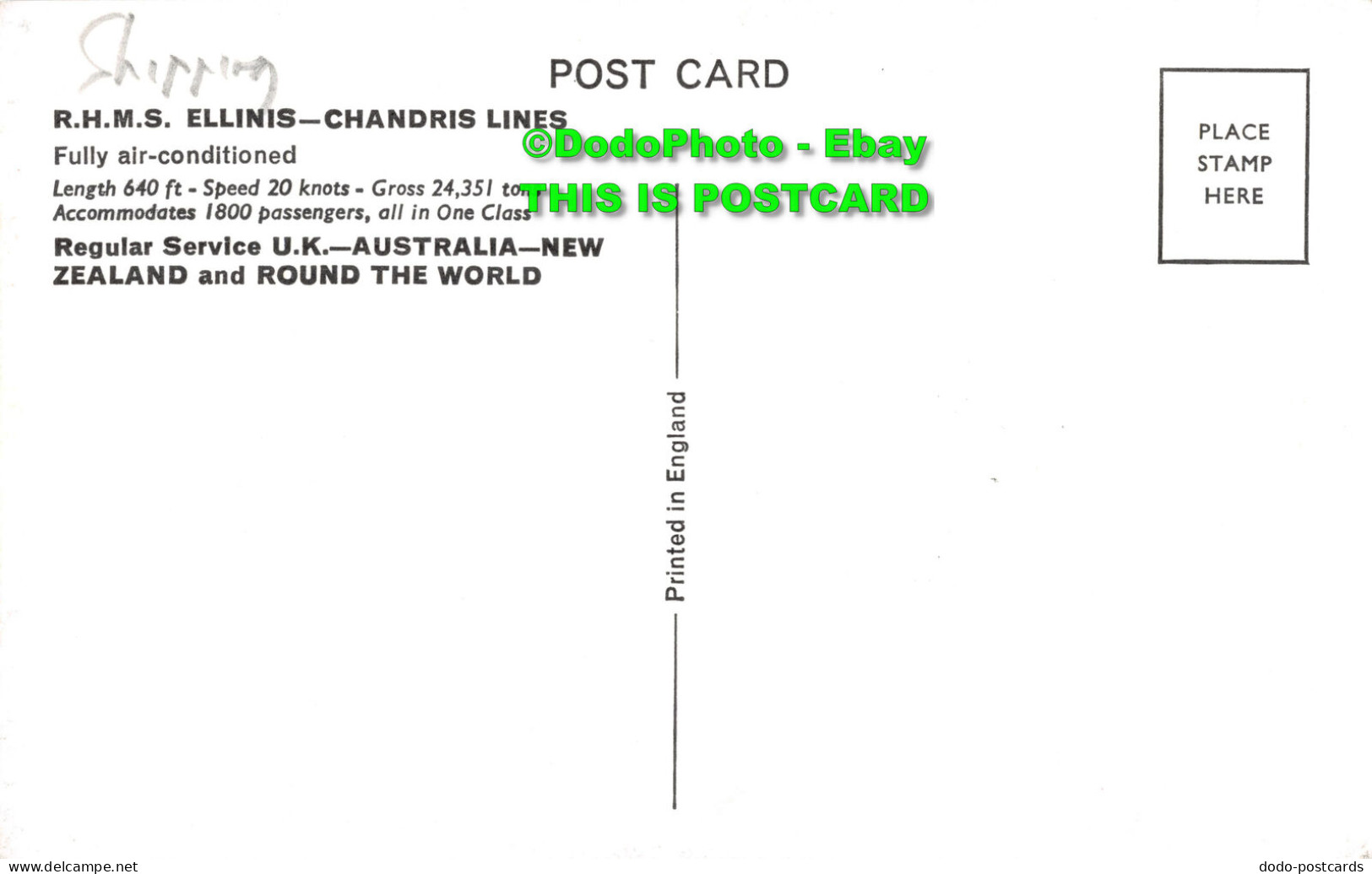 R453241 R. H. M. S. Ellinis. Chandris Lines. Fully Air Conditioned. Regular Serv - Monde