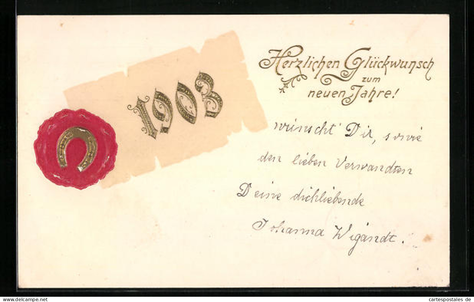 AK Jahreszahl 1903, Siegel Mit Hufeisen  - Autres & Non Classés