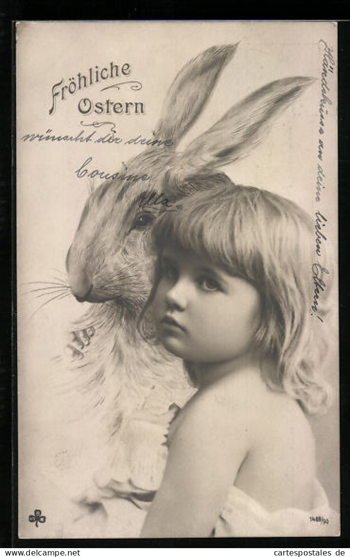 AK Kind Mit Osterhase Zum Feste  - Easter