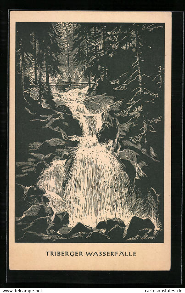 Künstler-AK Triberg, Wasserfall Mit Waldpartie  - Triberg