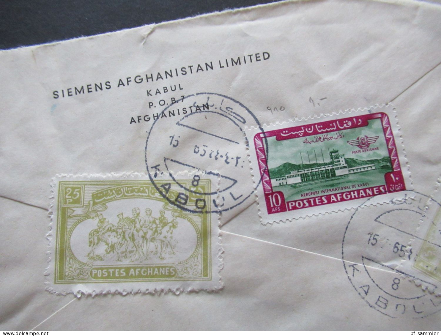 Asien Afghanistan 1965 Registered Air Mail Postes Afghanes Umschlag Siemens Afghanistan Limited Kabul - Menden Sauerland