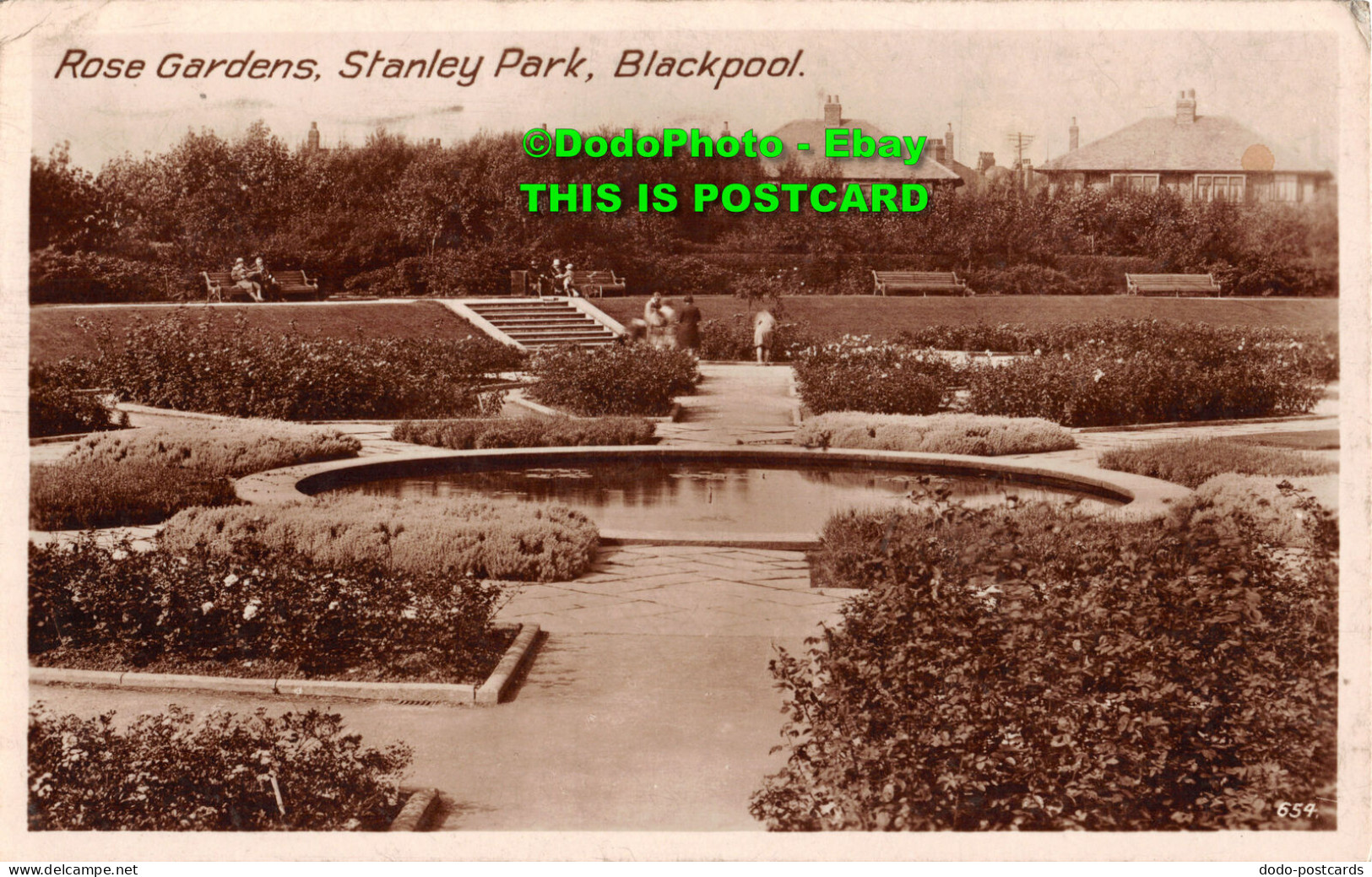 R453294 Rose Gardens. Stanley Park. Blackpool. 654. RP. The Advance Series. 1934 - World