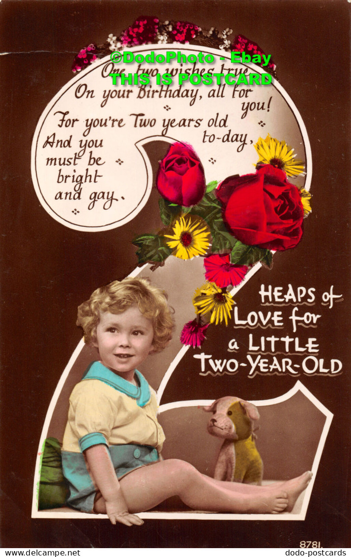 R453062 Heaps Of Love For A Little Two Year Old. 8781. RP. 1939. Greeting Card. - Monde