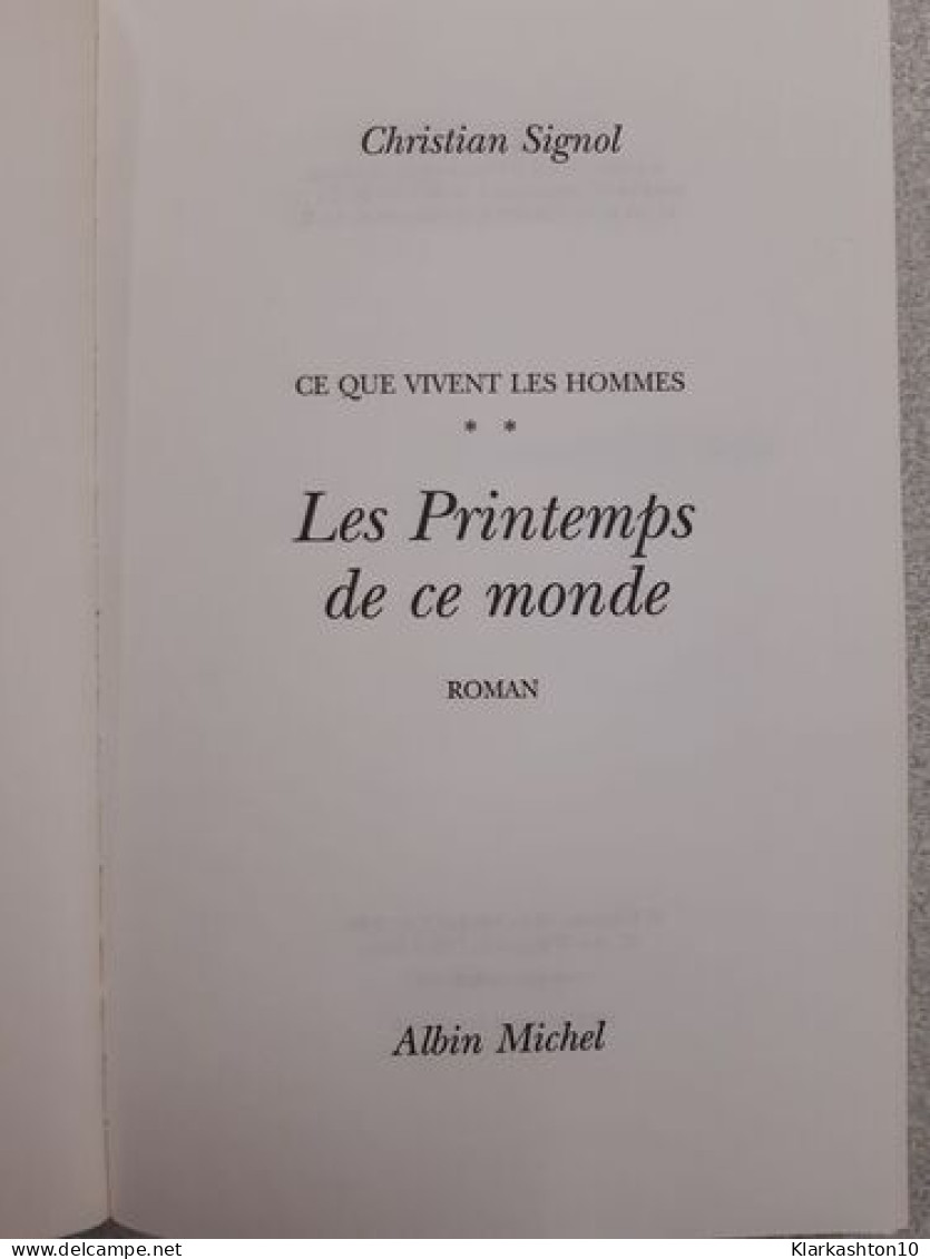 Les Printemps De Ce Monde - Other & Unclassified