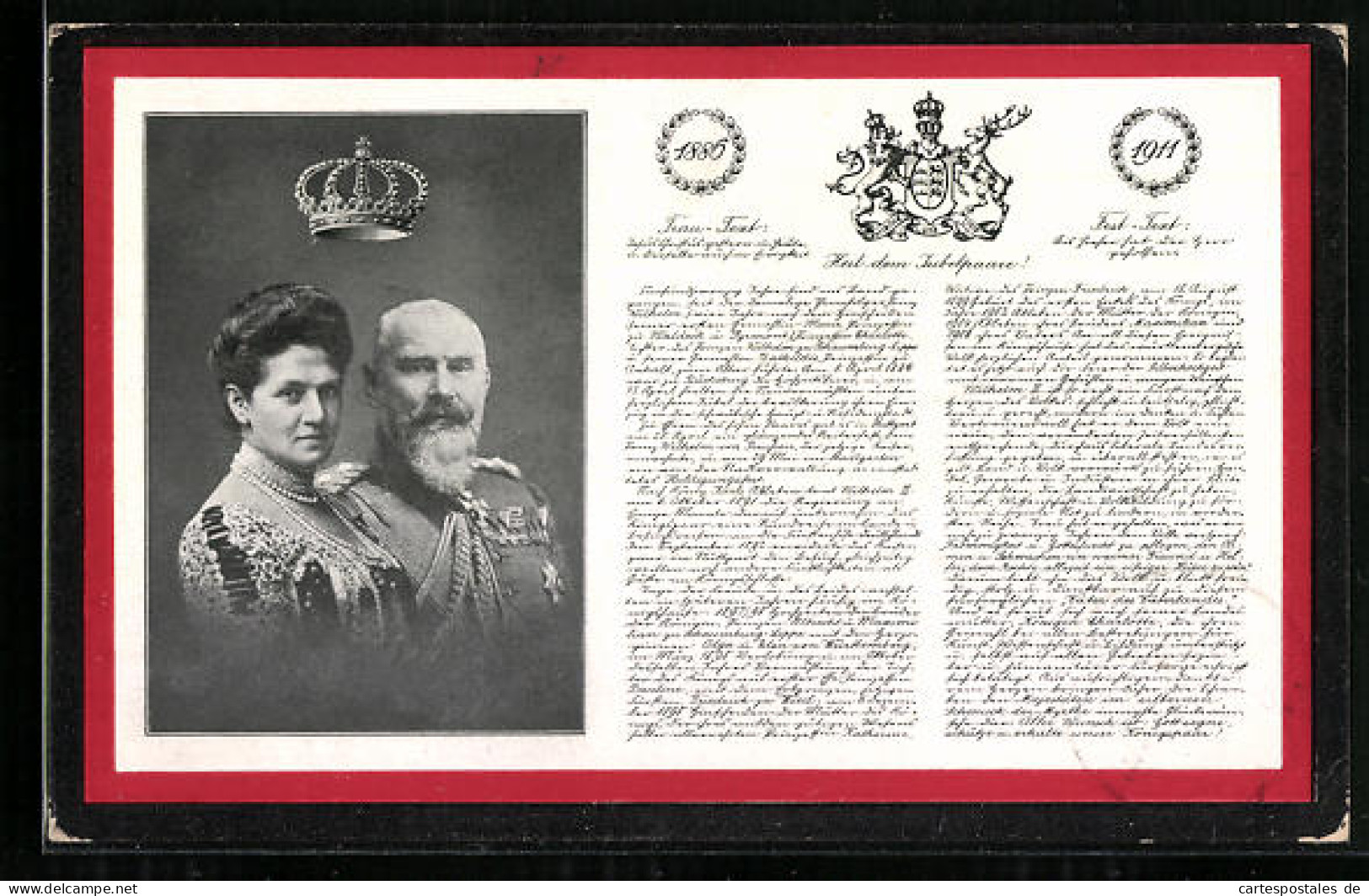 AK Karte Zum 25jährigen Hochzeitsjubiläum Des Königs Wilhelm Und Luise  - Royal Families