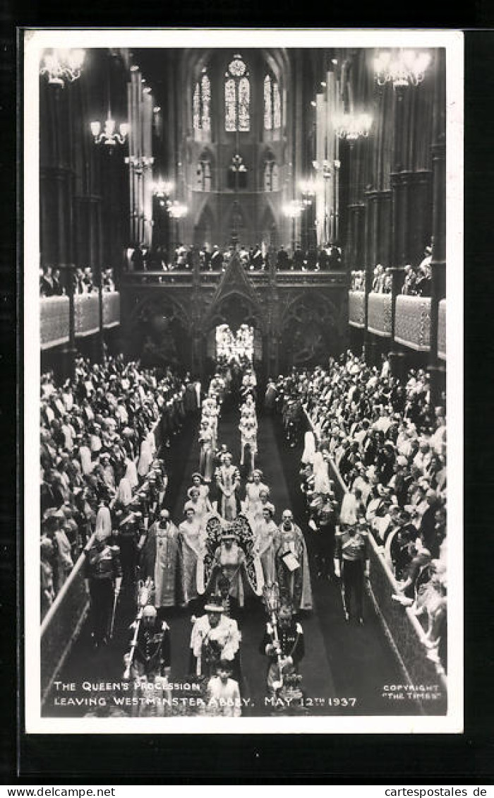 Pc The Queen`s Von England Procession Leaving Westminster Abbey, 1937  - Royal Families