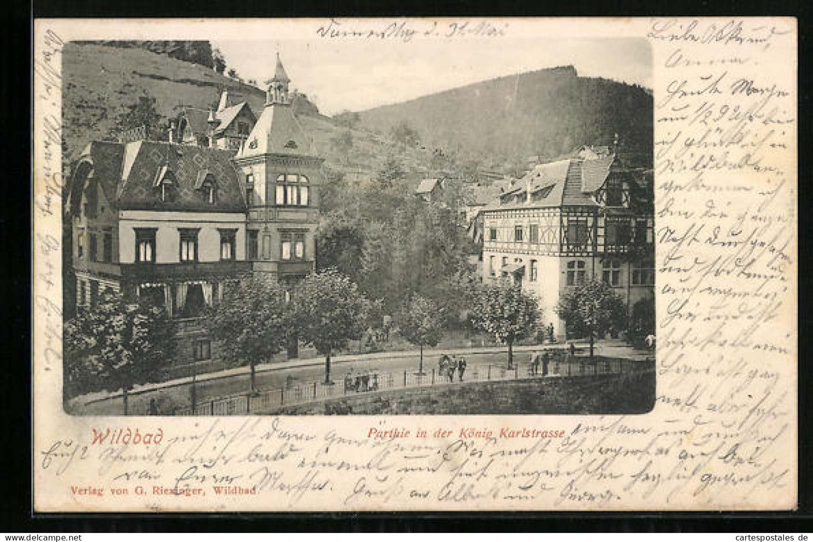 AK Wildbad, König-Karl-Strasse Mit Spaziergängern  - Other & Unclassified