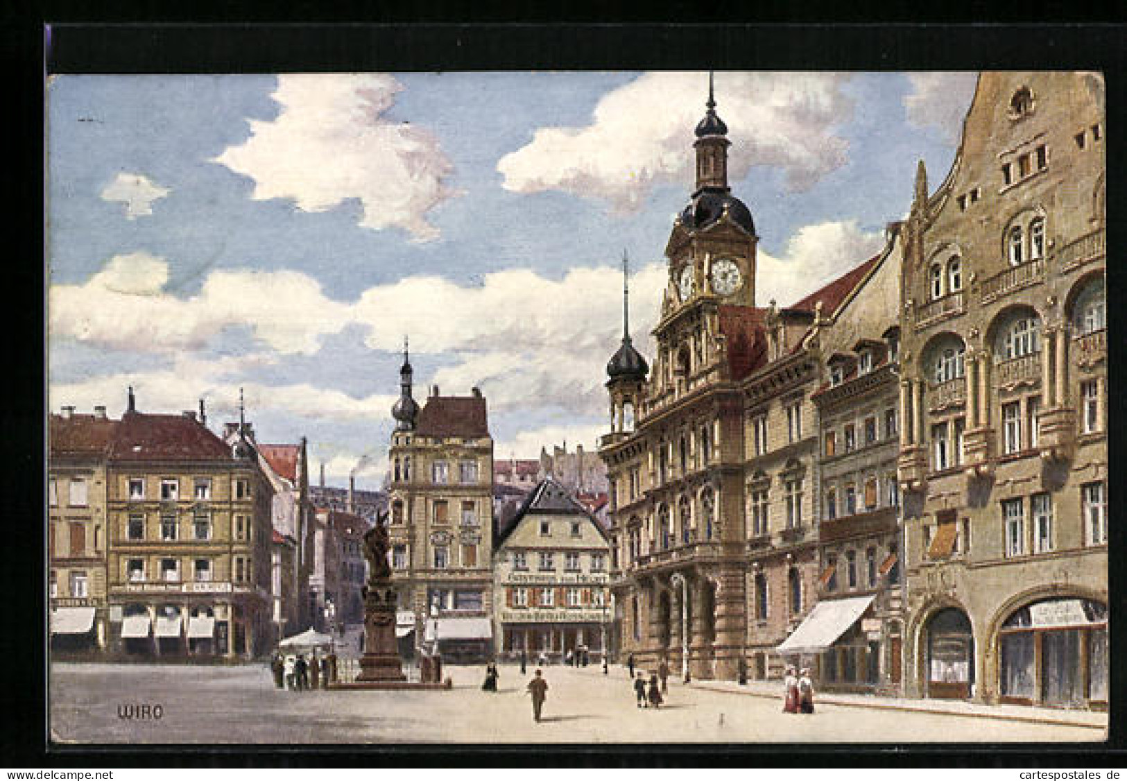 AK Pforzheim, Marktplatz Mit Gasthaus Zum Hecht, Rathaus Und Kriegerdenkmal  - Pforzheim