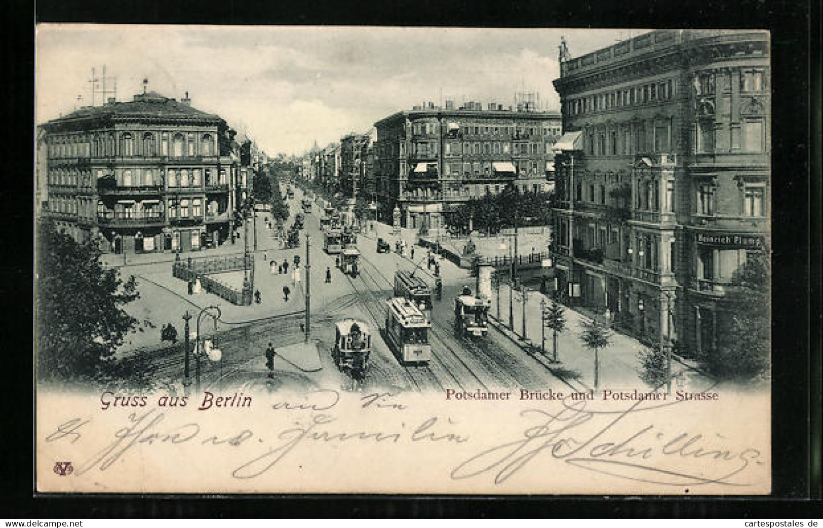 AK Berlin-Tiergarten, Potsdamer Brücke Und Potsdamer Strasse Mit Geschäften Und Strassenbahn  - Tiergarten