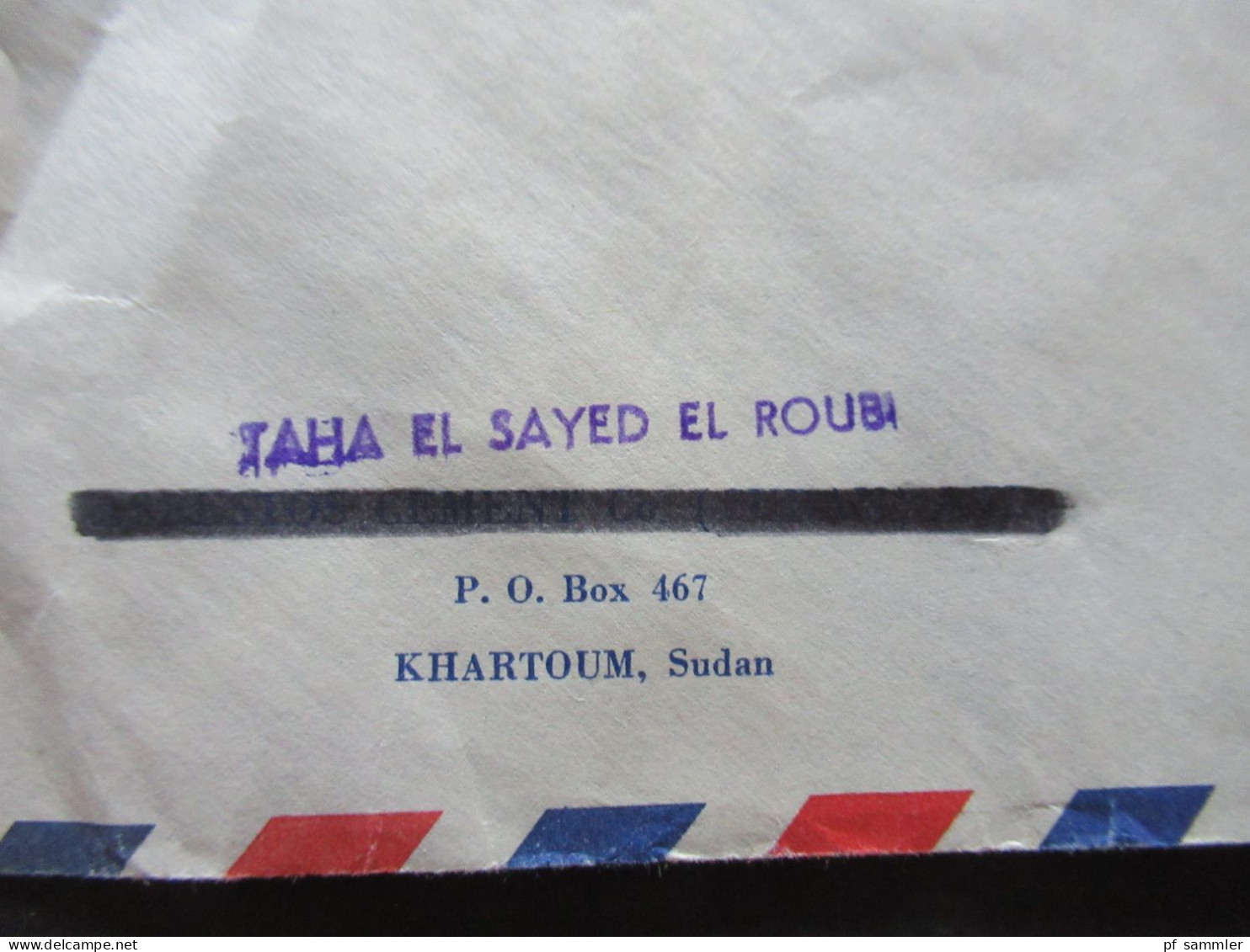 Afrika Sudan 1966 Air Mail Cover Stempel Khartoum Mails Sudan Umschlag Violetter Stempel Taha El Sayed El Roubi - Soudan (1954-...)