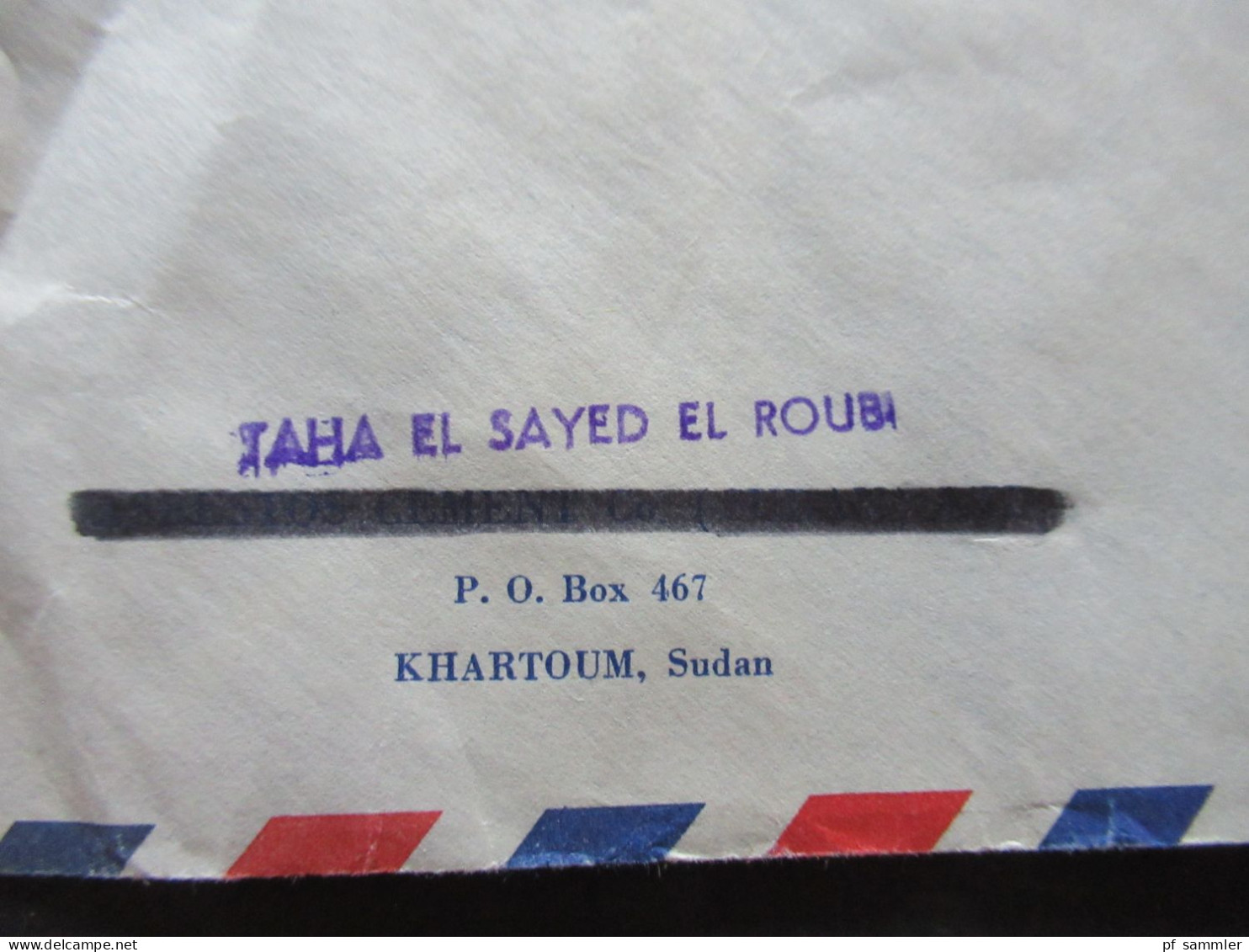 Afrika Sudan 1966 Air Mail Cover Stempel Khartoum Mails Sudan Umschlag Violetter Stempel Taha El Sayed El Roubi - Sudan (1954-...)