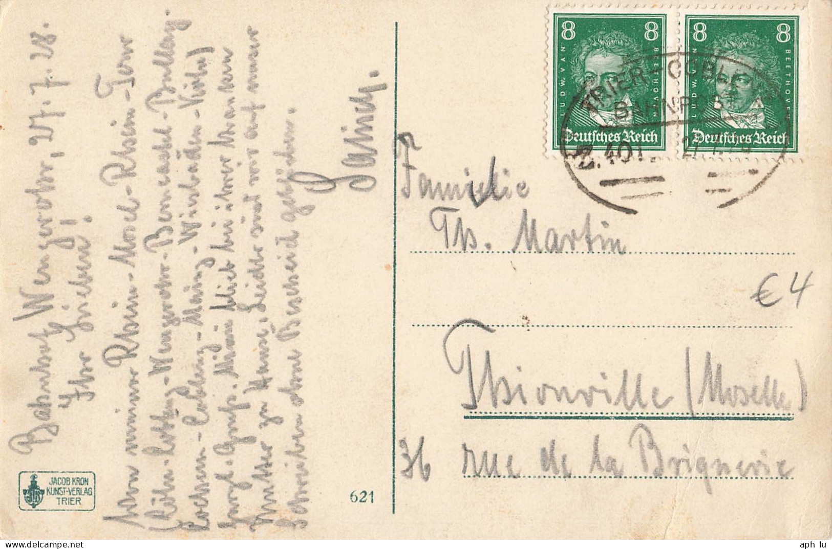 Bahnpost (Ambulant; R.P.O./T.P.O.) Trier-Coblenz (ZA2579) - Storia Postale