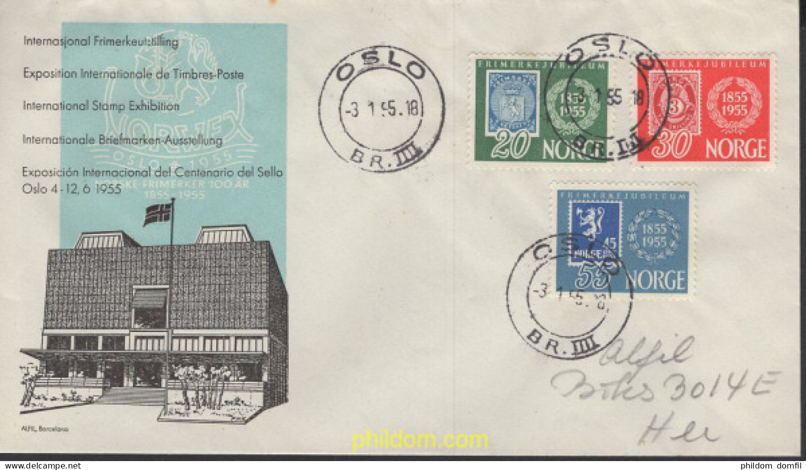 660511 MNH NORUEGA 1955 CENTENARIO DEL SELLO - Neufs