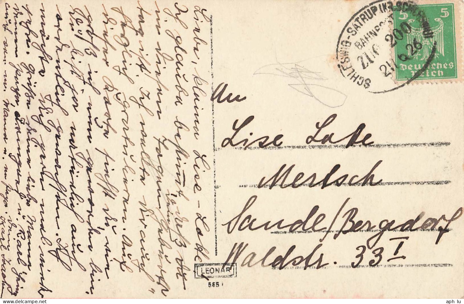 Bahnpost (Ambulant; R.P.O./T.P.O.) Schleswig-Satrup (Kr Schleswig) (ZA2581) - Lettres & Documents