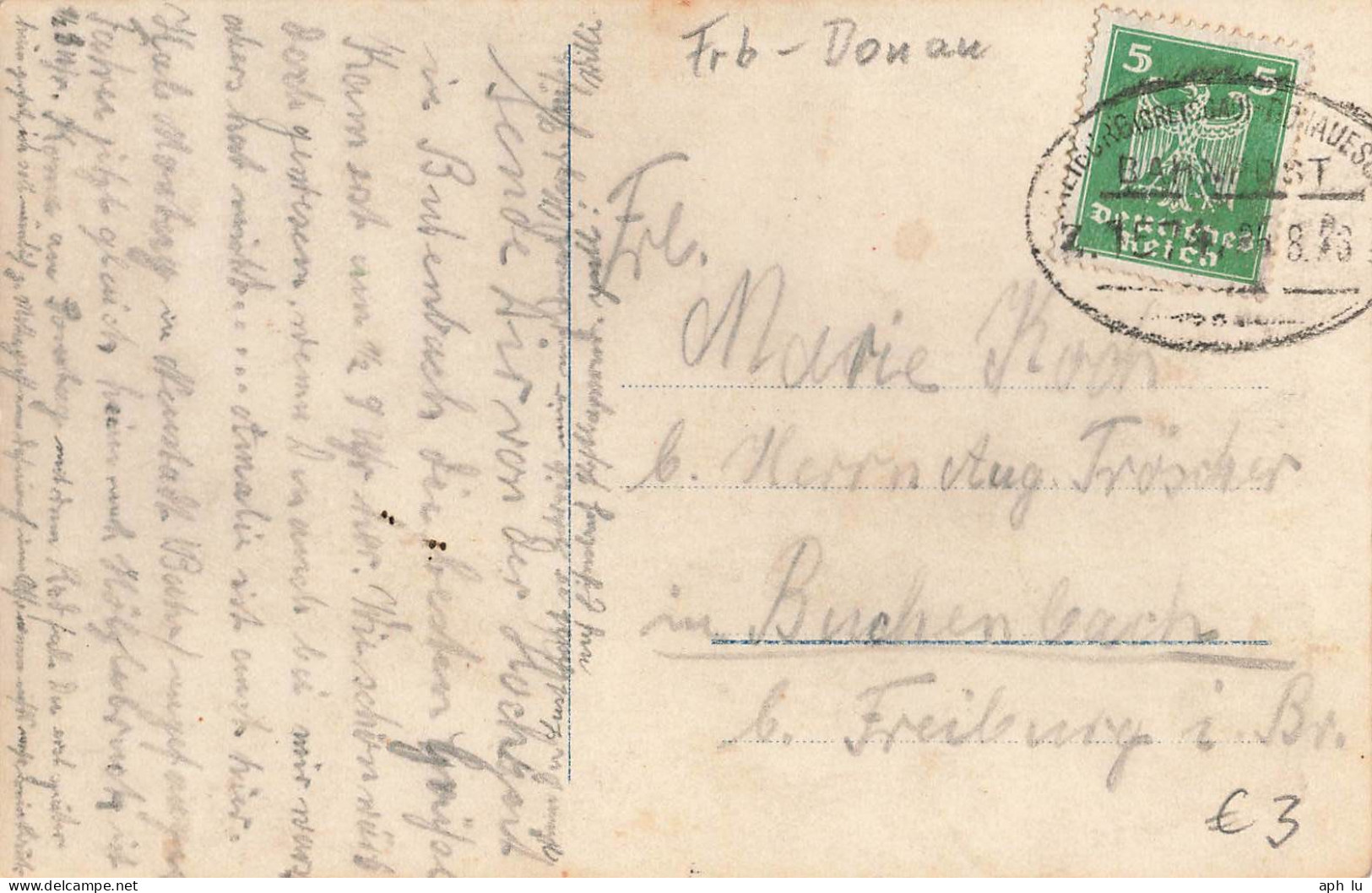 Bahnpost (Ambulant; R.P.O./T.P.O.) Freiburg (Breisgau)-Donaueschingen (ZA2583) - Lettres & Documents