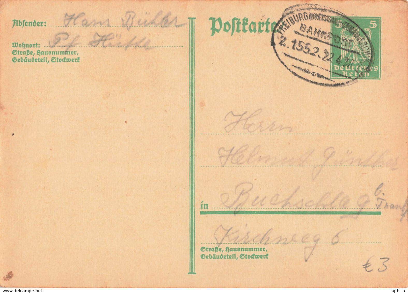 Bahnpost (Ambulant; R.P.O./T.P.O.) Freiburg (Breisgau)-Donaueschingen (ZA2585) - Lettres & Documents