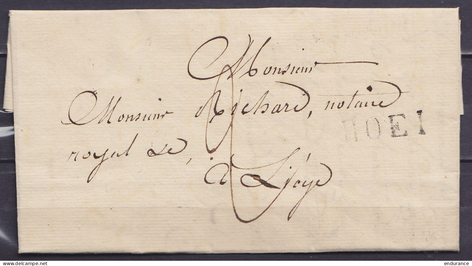 L. Datée 16 Juillet 1824 De HUY Pour LIEGE - Griffe "HOEI" - Port "2" - 1815-1830 (Hollandse Tijd)