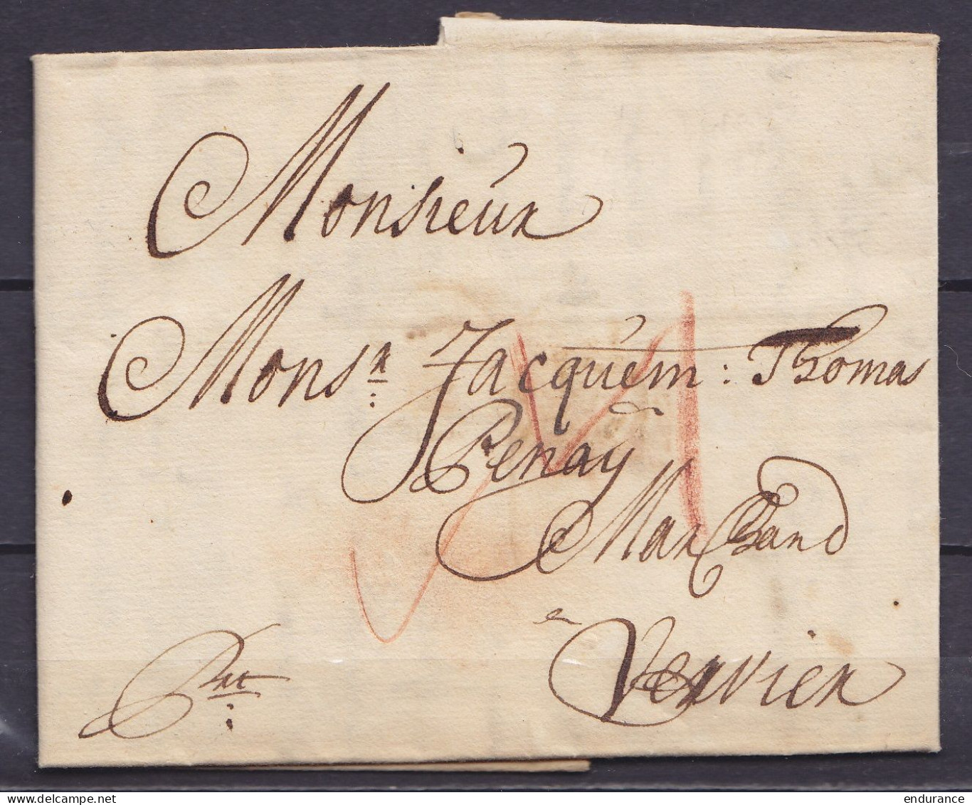 L. Datée 25 Septembre 1714 De AMSTERDAM Pour VERVIERS - Marques De 2-3 Messagers "VI" + "V" (ou "V" + "V" + "I") - 1714-1794 (Pays-Bas Autrichiens)