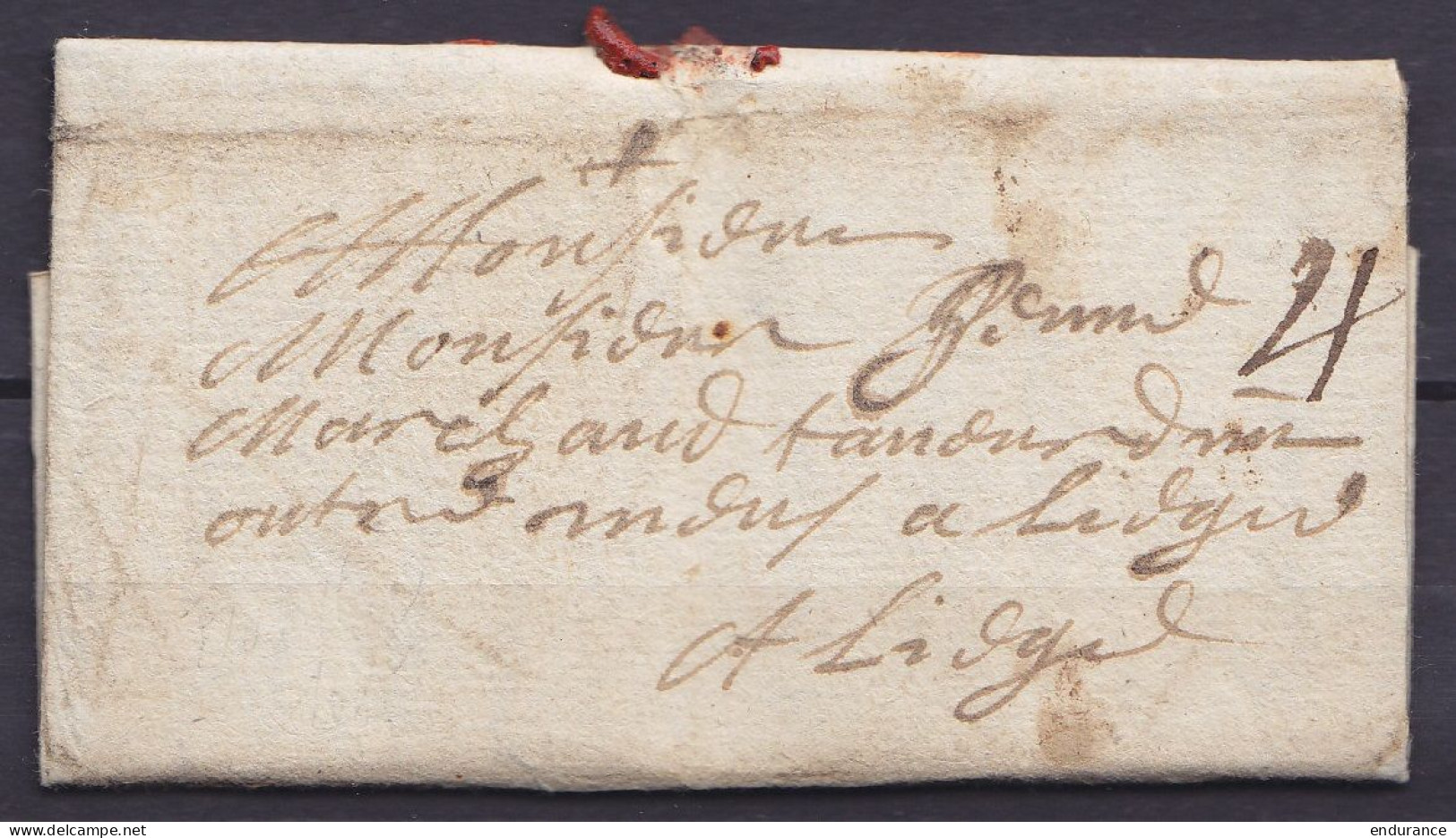 L. Datée 14 Septembre 1687 De BOUILLON Pour LIEGE - Prort "4" - 1621-1713 (Pays-Bas Espagnols)