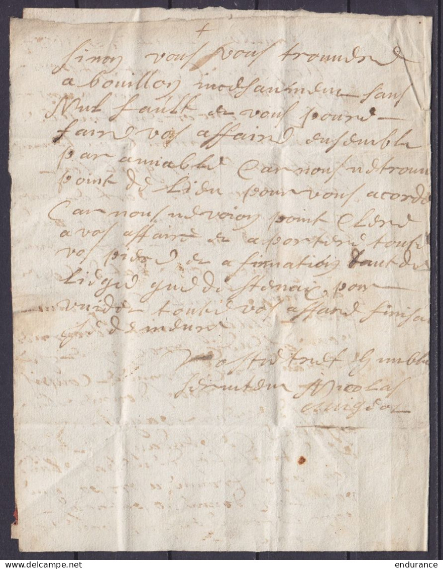 L. Datée 14 Septembre 1687 De BOUILLON Pour LIEGE - Prort "4" - 1621-1713 (Pays-Bas Espagnols)