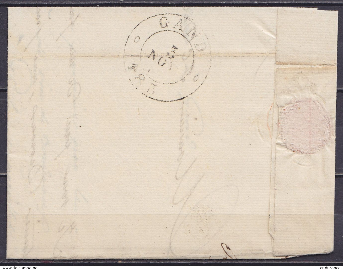 L. Datée 2 Novembre 1834 De Lessines Càd ATH /2 NOV1834 Pour GAND - Origine Manuscrite "Lessines" - Port "15" (au Dos: C - 1830-1849 (Belgique Indépendante)