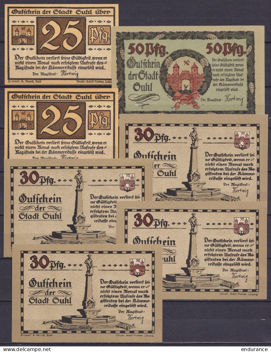 Lot De 15 Billets De Nécessité (Dutschein Notgeld) Des Villes De Suhl, Wartburgstadt Eisenach, Oppurg & Halle) 1921 & 19 - Imperial Debt Administration