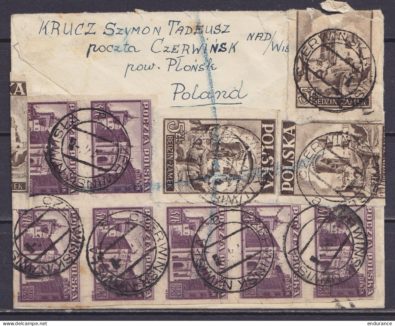 Pologne - L. Recommandée Affr. 46zt Càpt CZERWINSK N / WISKA /12 V 1947 Pour The Post Office Savings Bank à LONDON - Covers & Documents