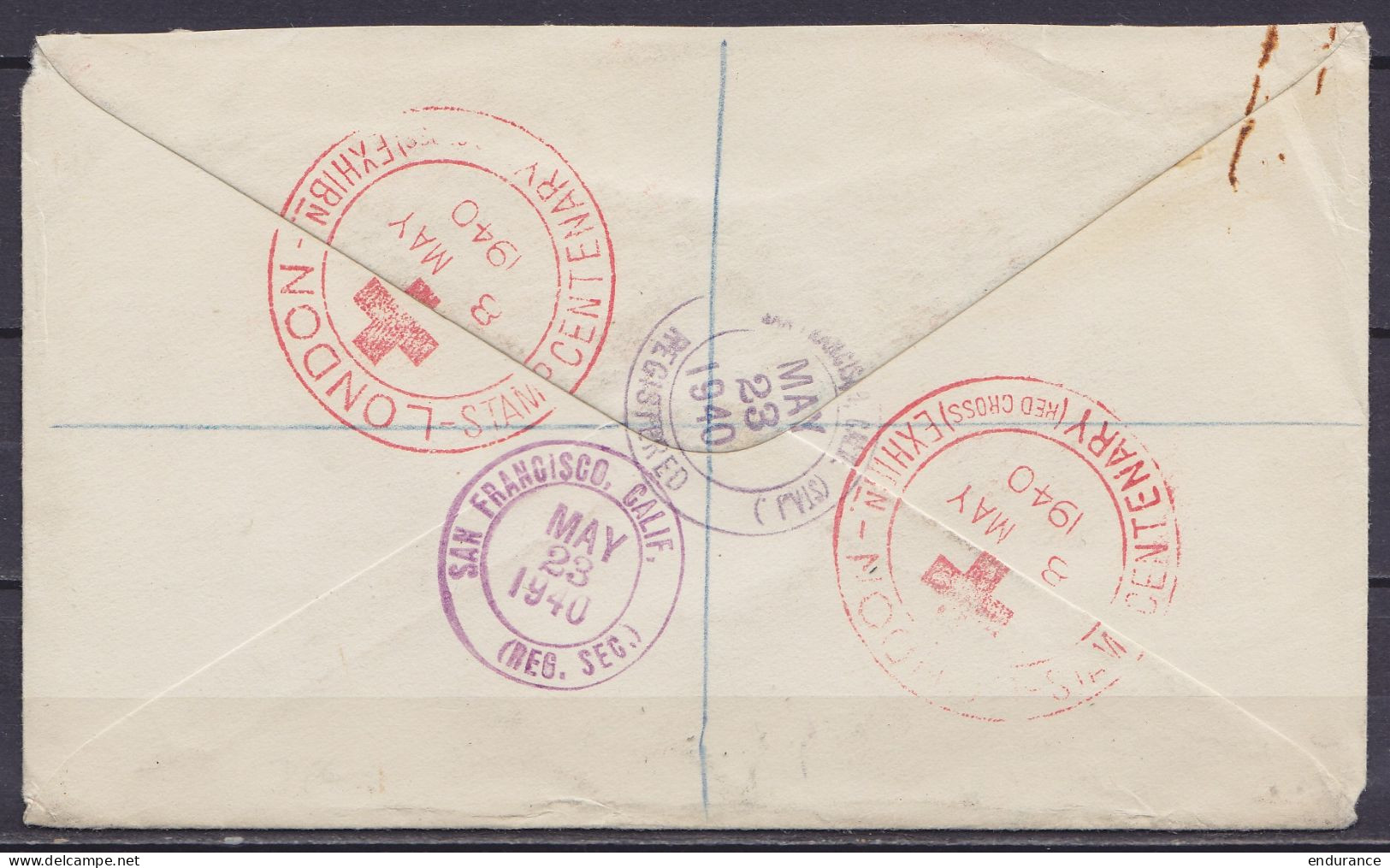 Grande Bretagne - L. Recommandée Affr. N°227+231+2x232 (Centenaire Du Timbre) Càd "LONDON /8 MAY 1940 / STAMP CENTENARY  - Cartas & Documentos