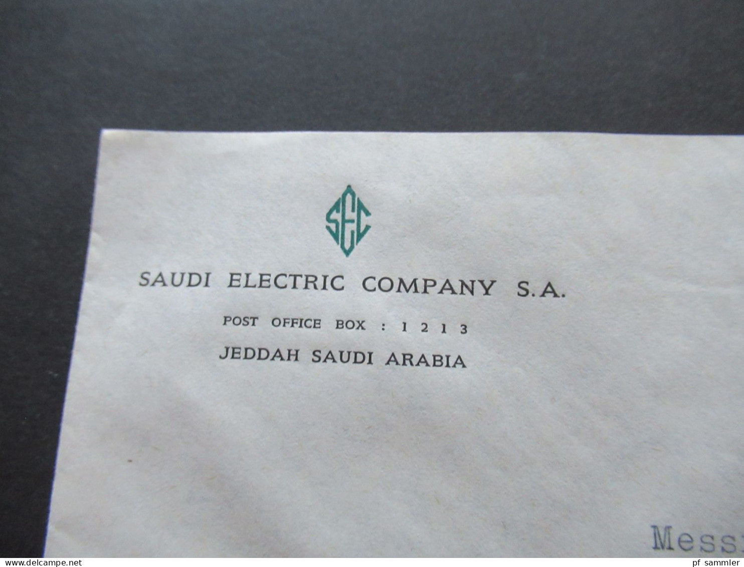 Asien 1960er Kingdom Of Saudi Arabia Air Mail Luftpost Firmenumschlag Saudi Electric Company S.A. Jeddah Saudi Arabia - Saudi Arabia