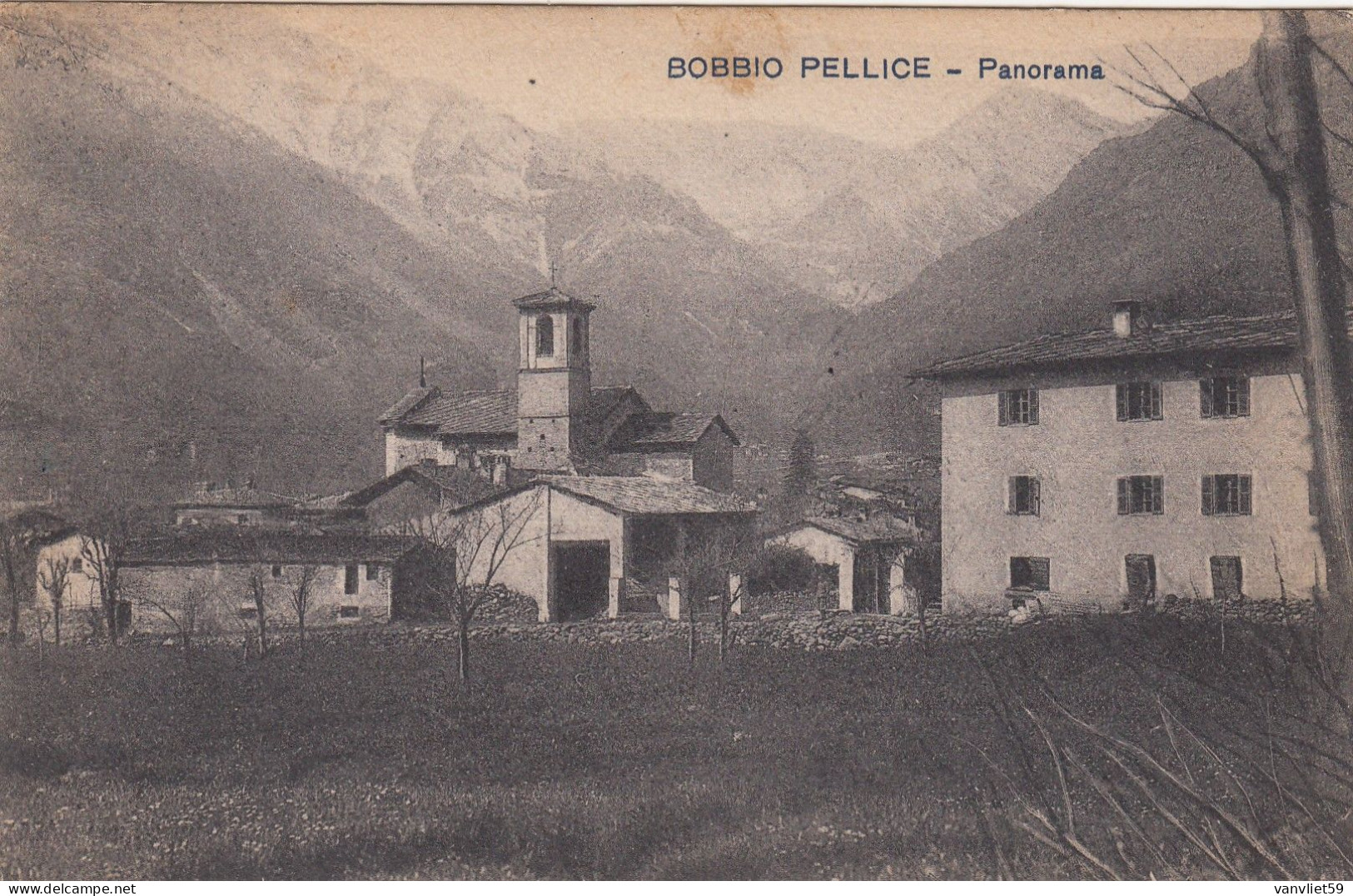 BOBBIO PELLICE-TORINO-PANORAMA-CARTOLINA  VIAGGIATA IL 5-5-1931 - Autres & Non Classés