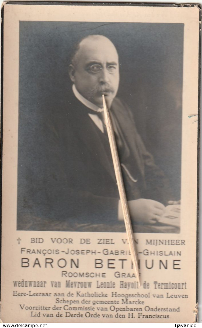 Adel, Noblesse, Baron De Fracois Dethune, L. Hayoit De Termicourt, Gent, Leuven, 1938 - Images Religieuses