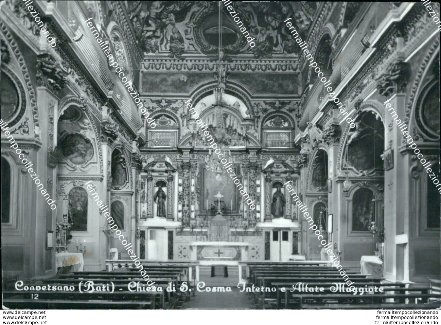 Af713 Cartolina Conversano Chiesa Di S.cosma Interno E Altare  Provincia Di Bari - Bari