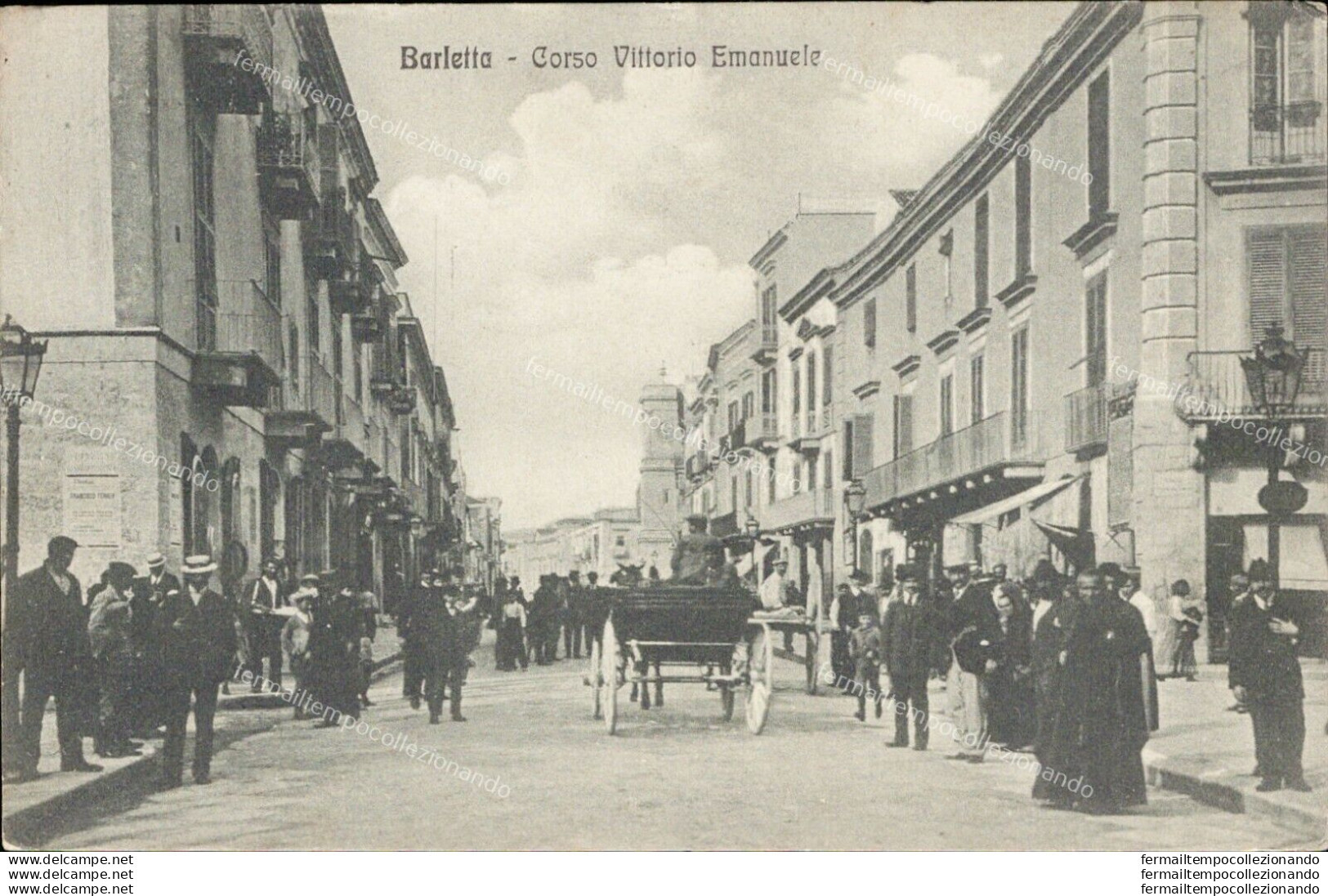Ai493 Cartolina Barletta Corso Vittorio Emanuele 1914 Bella! Provincia Di Bari - Bari
