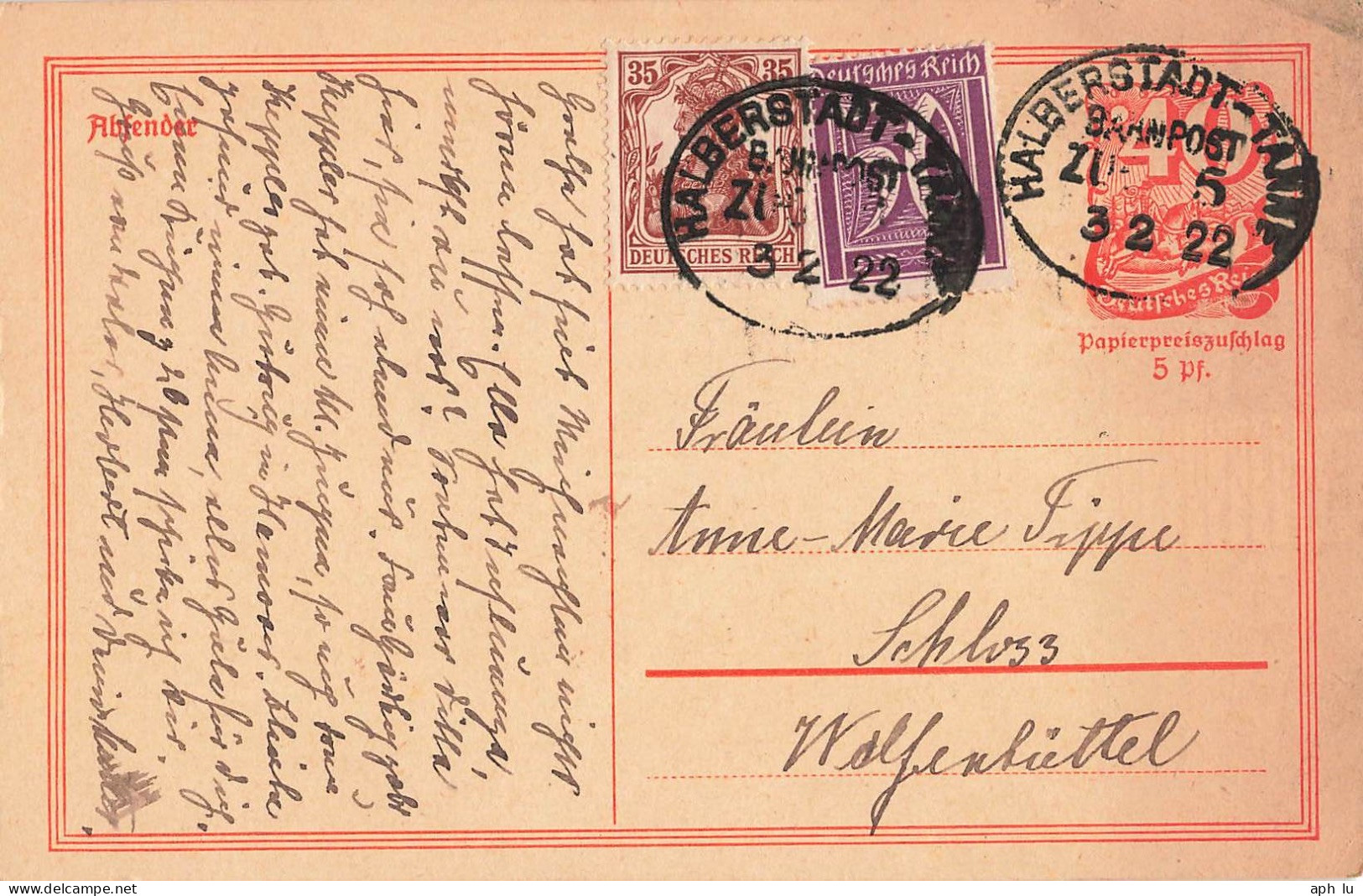 Bahnpost (Ambulant; R.P.O./T.P.O.) Halberstadt-Tanne (ZA2599) - Storia Postale