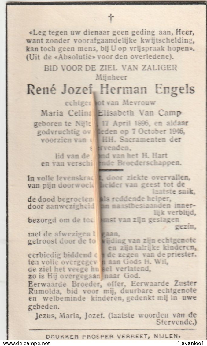 Nijlen, 1946, Rene Engels, Van Camp - Images Religieuses