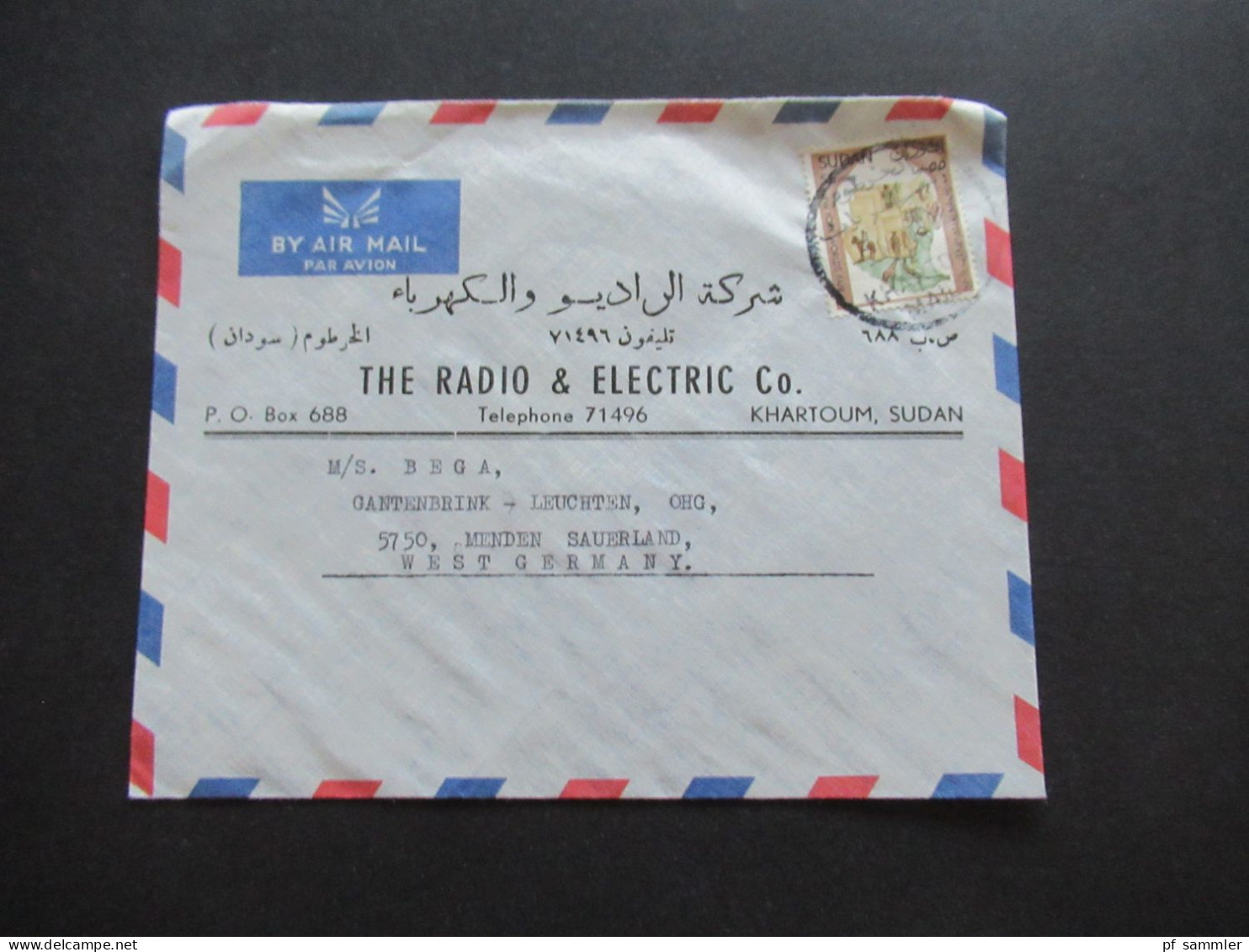 Afrika Sudan 1966 Air Mail Cover Stempel Khartoum Mails Sudan Umschlag The Radio & Electric Co Khartoum Sudan - Soudan (1954-...)