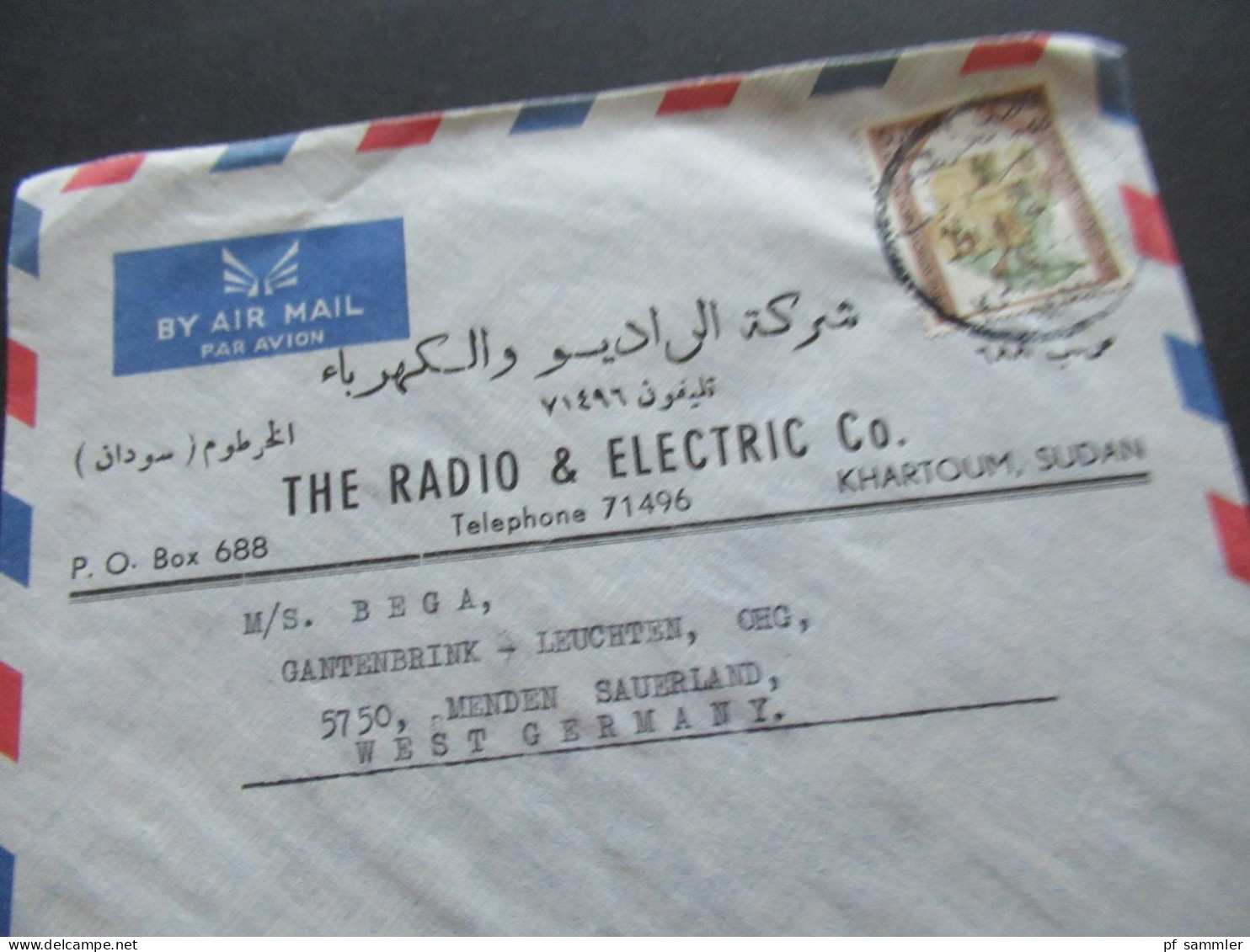 Afrika Sudan 1966 Air Mail Cover Stempel Khartoum Mails Sudan Umschlag The Radio & Electric Co Khartoum Sudan - Soudan (1954-...)