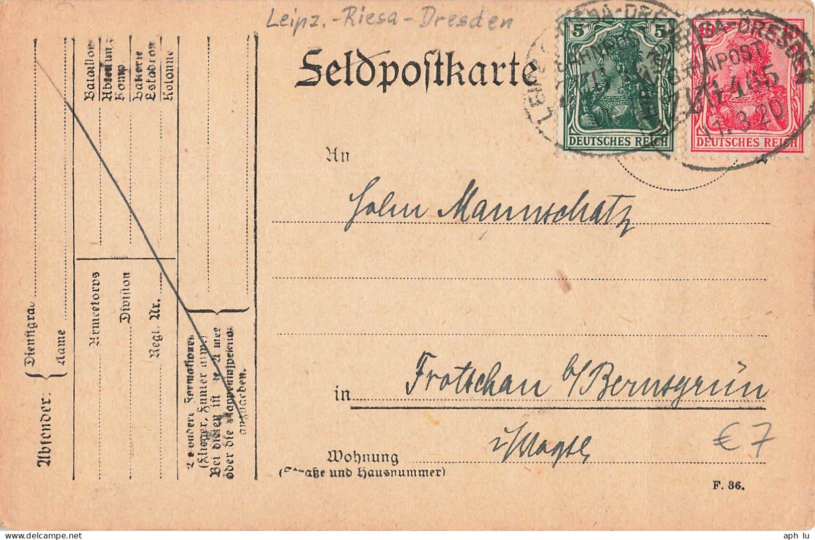 Bahnpost (Ambulant; R.P.O./T.P.O.) Leipzig-Riesa-Dresden (ZA2611) - Lettres & Documents
